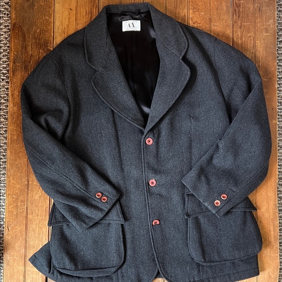 Mens Armani Exchange Dark Gray wool coat relaxed fit - Picture 1 of 8